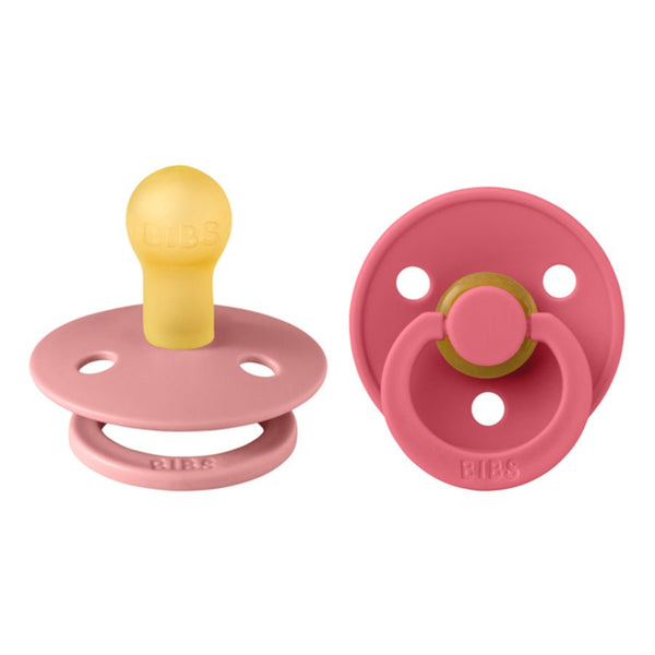 Bibs 2 - pak rund sut, str 1 - Dusty Pink/Coral