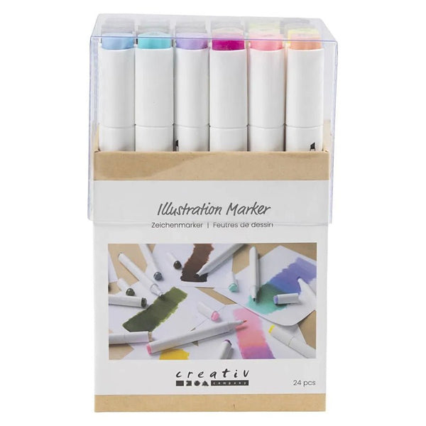 Illustration Marker, Pastelfarver - Standardfarver, Streg 1+8 mm