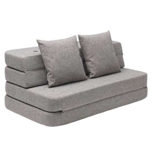 byKlipKlap 3 - fold sofa, 140 cm multigrå m grå knap