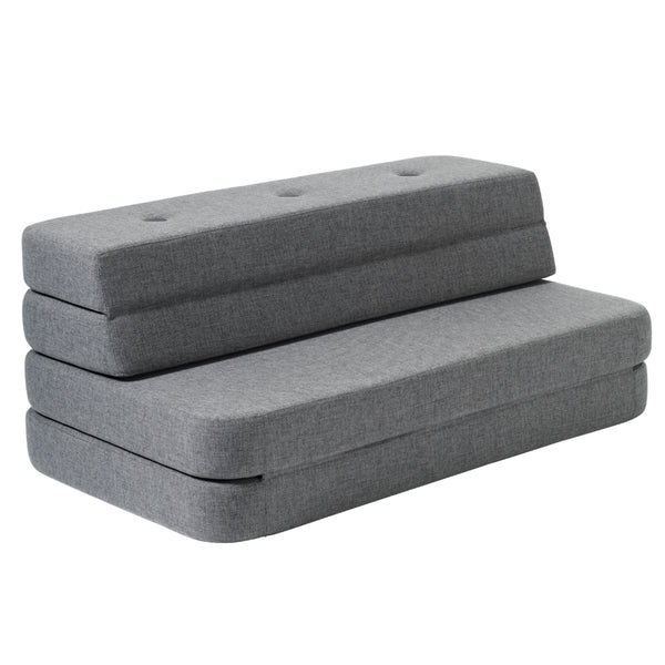 byKlipKlap 3 - fold sofa, 120 cm blågrå m grå knap
