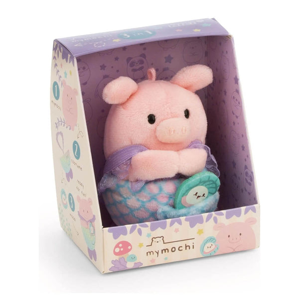 MyMochi Nici Gaveæske, Gris Med Strandskal/Havfrue Tøj - 8 Cm