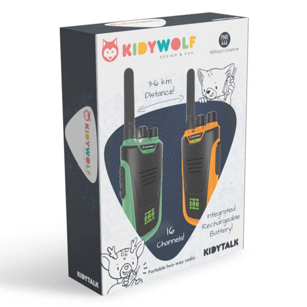 Kidywolf walkie talkie - sæt, grøn/orange