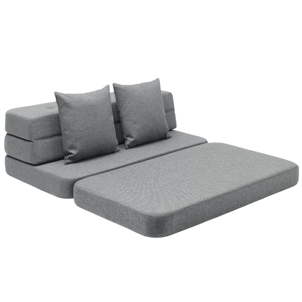 byKlipKlap 3 - fold sofa, 120 cm blågrå m grå knap