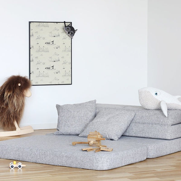 byKlipKlap 3 - fold sofa, 120 cm multigrå m grå knap