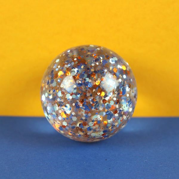 Flummiball Mit Konfetti, Blau/Kupfer