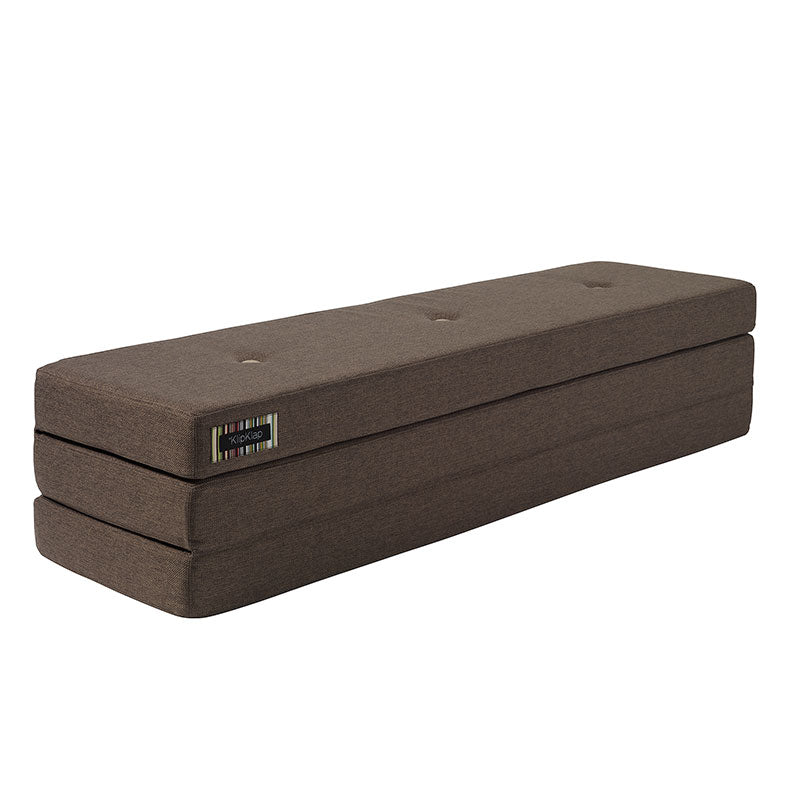 by KlipKlap 3 - fold madras, 180 cm brun med sand knapper