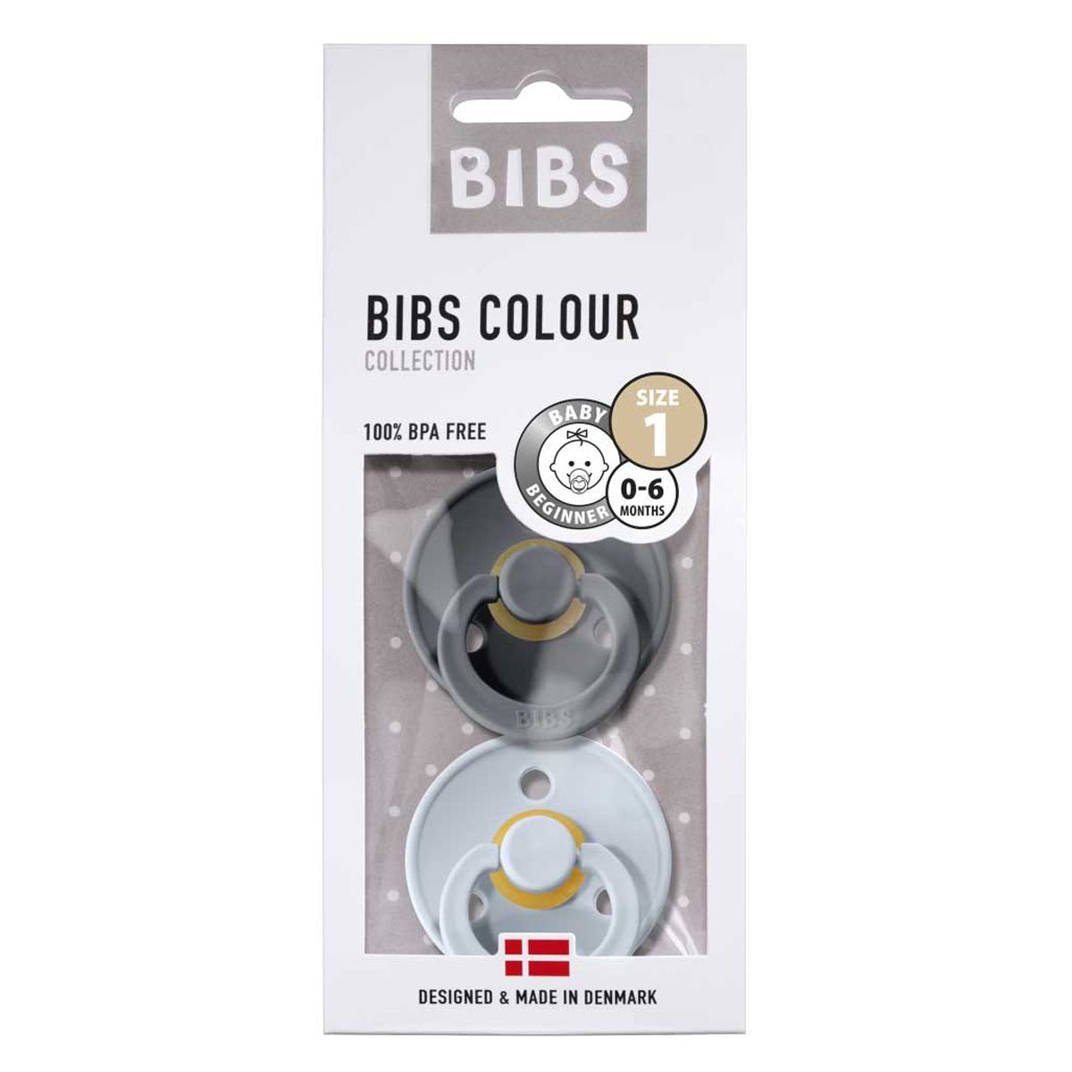 Bibs 2 - pak rund sut, str 1 - Iron/Baby Blue