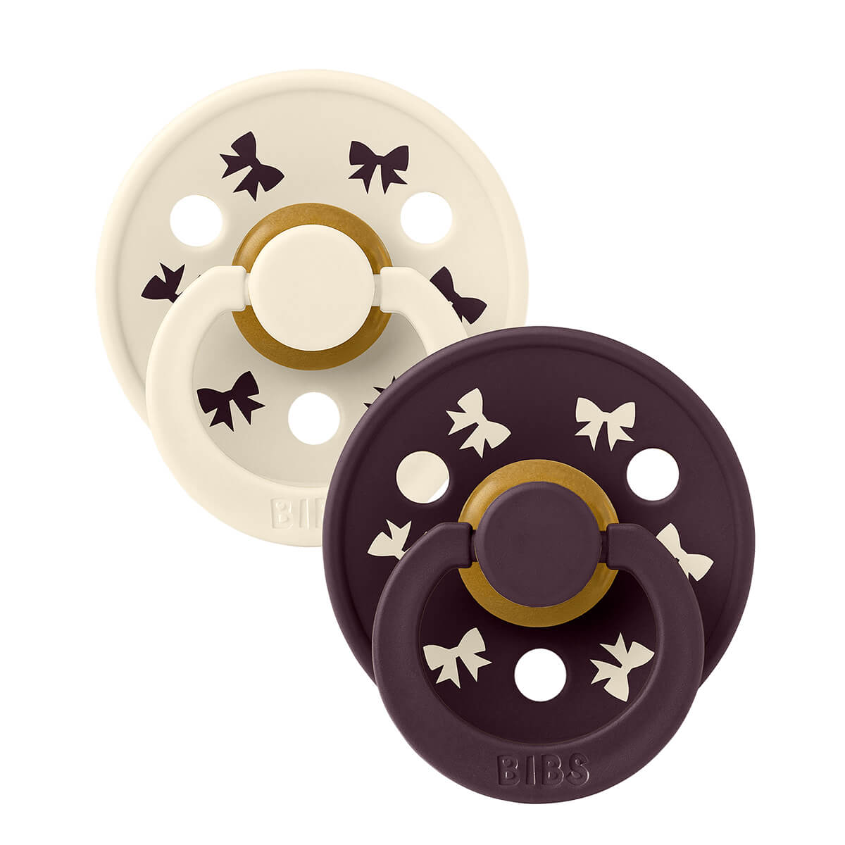 Bibs Holiday Bow 2 - Pak Colour Sut Str 2, Ivory/Plum
