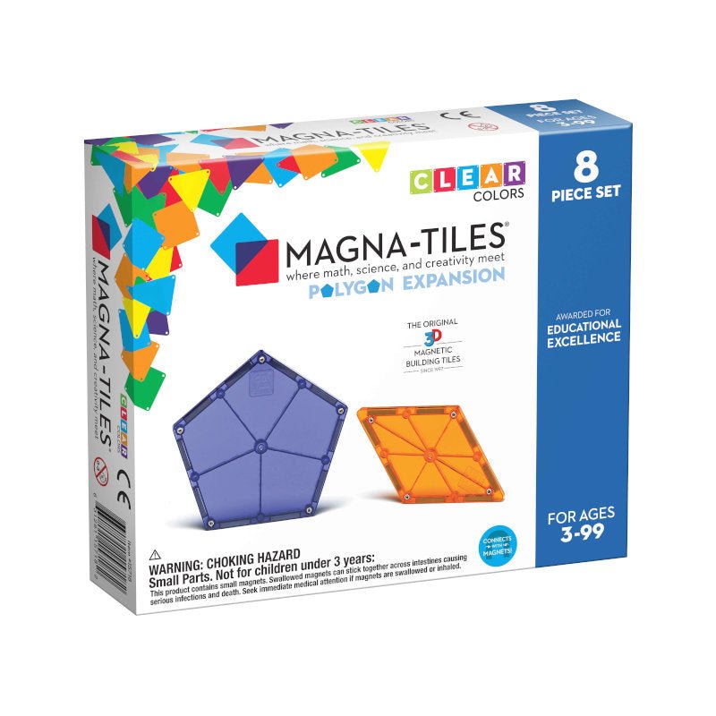 Magna - Tiles byggemagneter Polygons, clear - 8 dele
