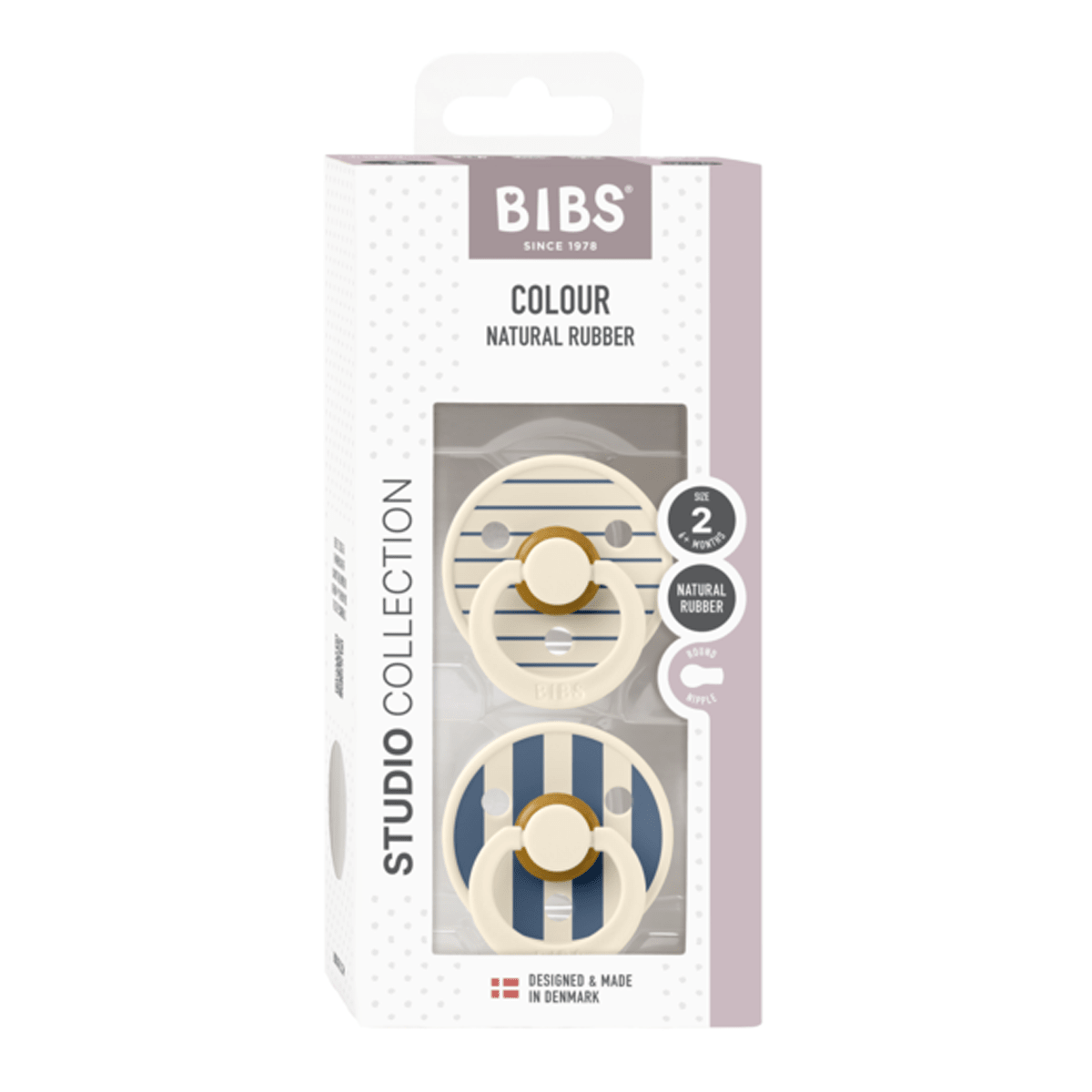 BIBS Studio Line 2 - pak sut str 2 med strib, ivory/steel blue