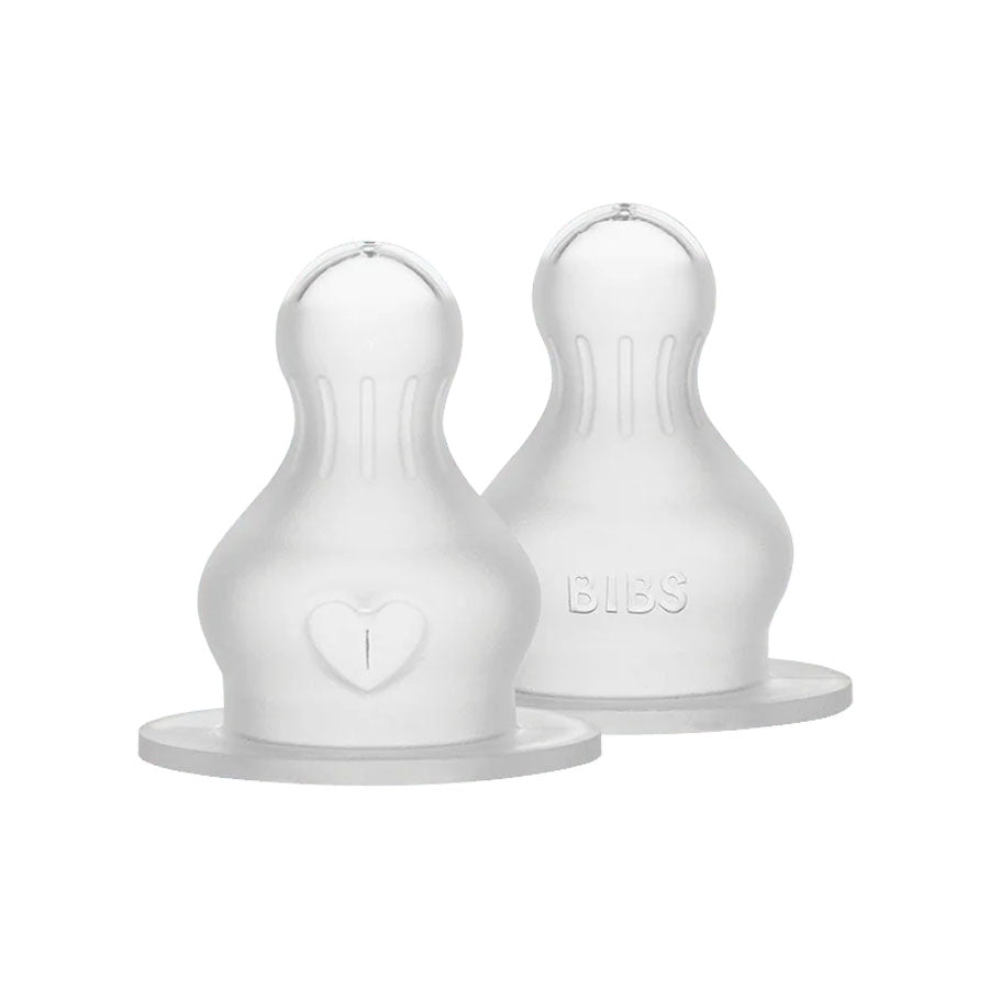 Bibs sutteflaskehoveder 2 - pak, silikone medium flow