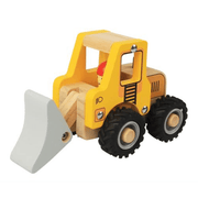 Bulldozer i træ med gummihjul