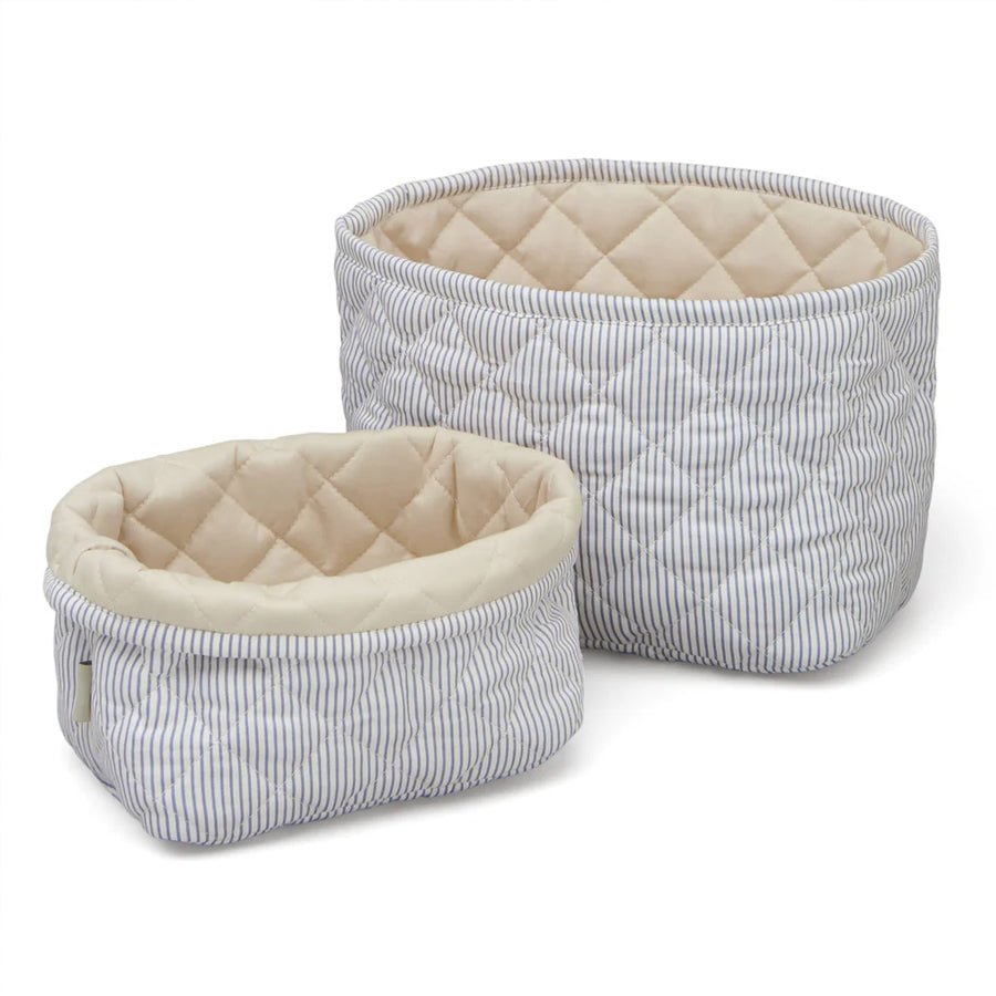 Cam Cam Quiltet Opbevaringskurve, 2 Stk - Classic Stripes Blue