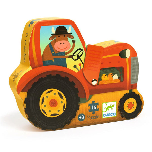 Silhouetpuslespil med Traktor (16 brikker)