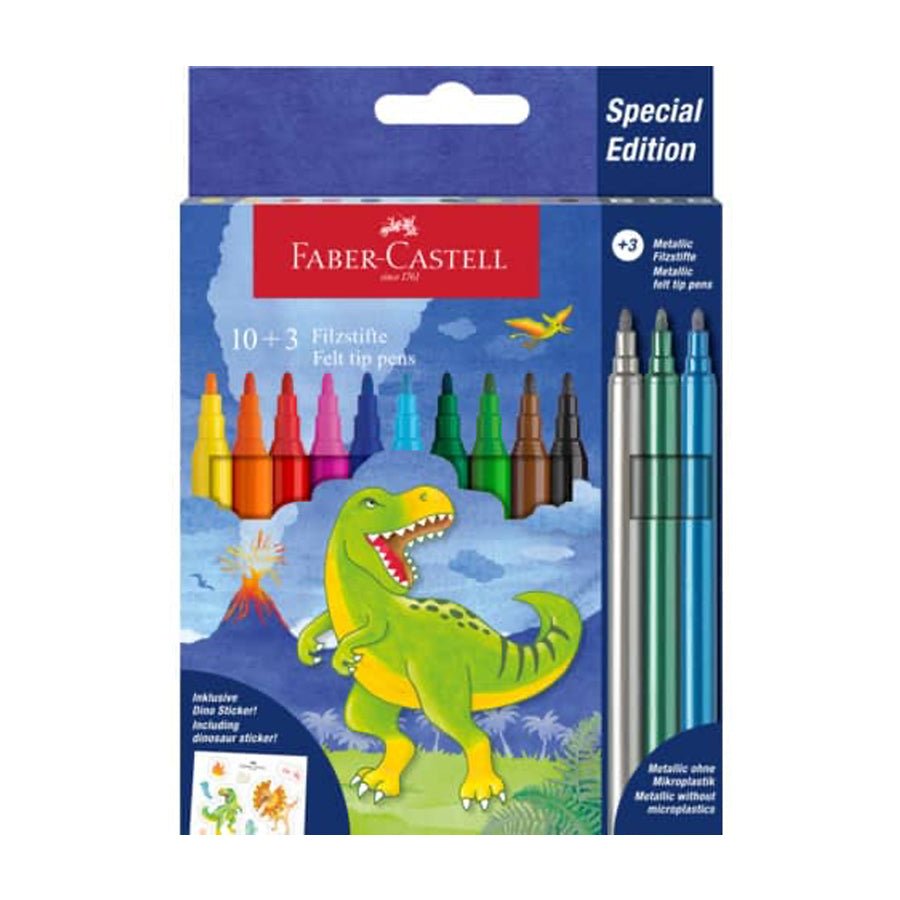 Faber - Castell Tusser 10 + 3 + Stickers, Dinosaur
