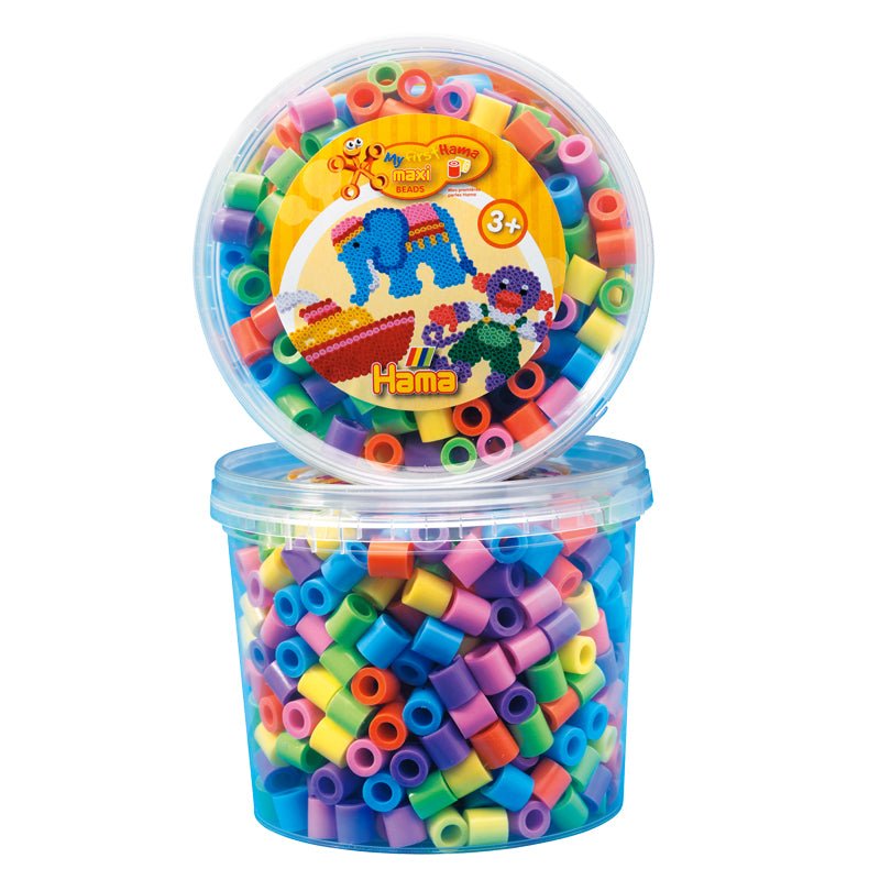 Hama maxi perler i bøtte, 600 stk - pastelfarver