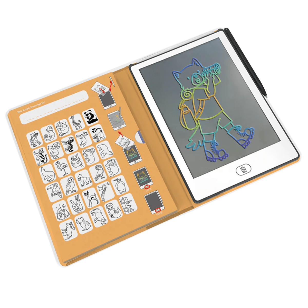 Kidydraw mini skitsebog med LCD skærm, dyr