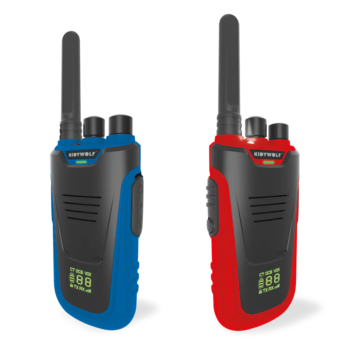 Kidywolf walkie talkie - sæt, rød/blå