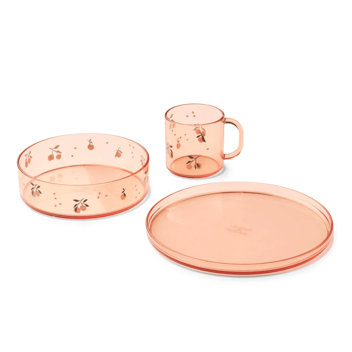 Liewood Siva printed tritan spisesæt, peach/sea shell