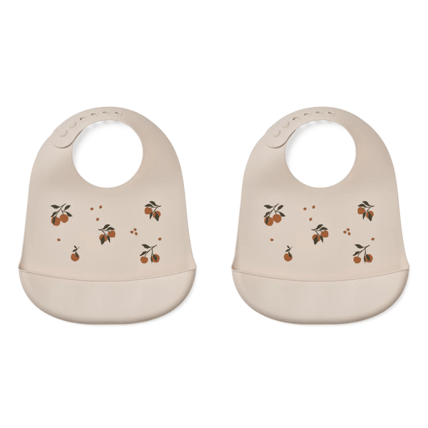 Liewood Tilda 2 - pak silikone hagesmæk, peach/sandy