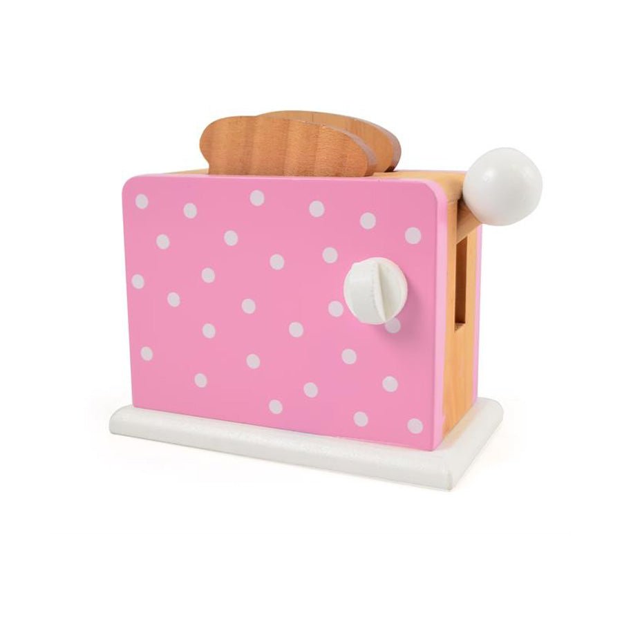 Toaster i træ med prikker, lyserød
