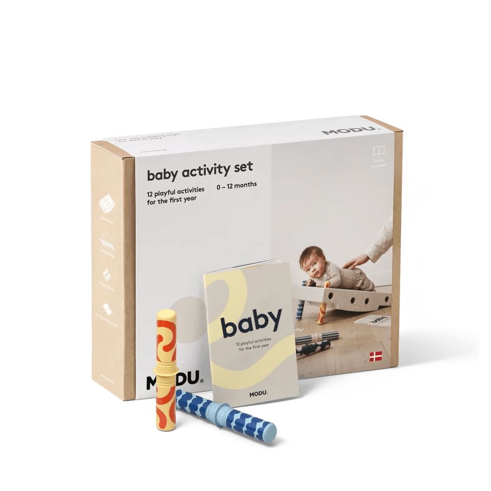 MODU Baby Aktivitets Sæt, 10 Dele - Sand Grey/Honey Yellow