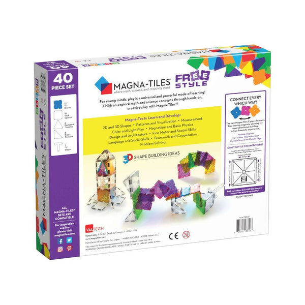 Magna - Tiles byggemagneter FreeStyle, clear - 40 dele