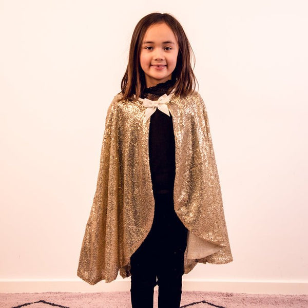 Great Pretenders Gracious paillet kappe, guld str 4 - 6 år