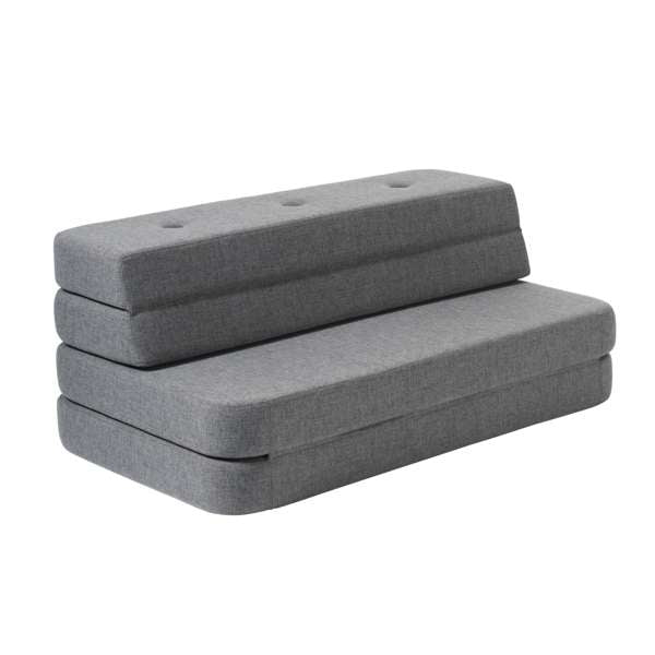 byKlipKlap 3 - fold sofa, 140 cm blågrå m grå knap