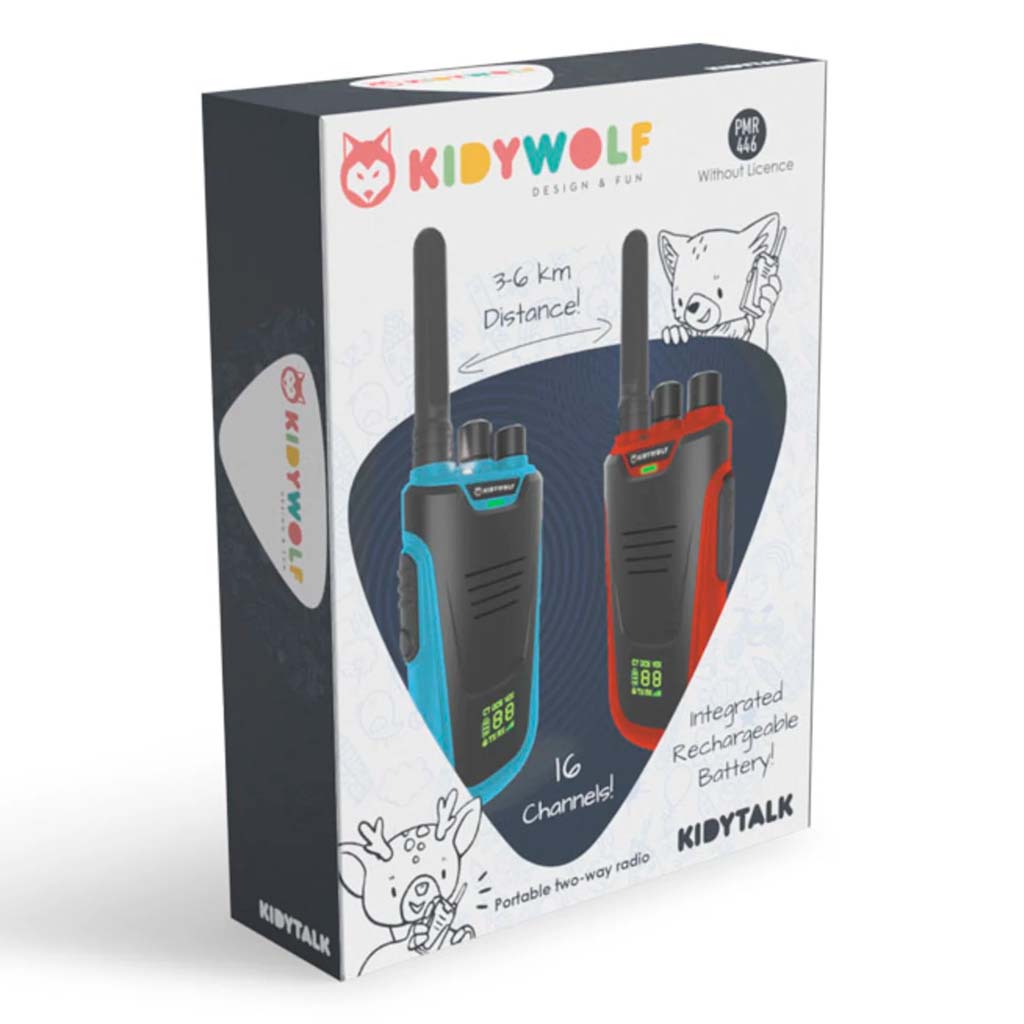 Kidywolf walkie talkie - sæt, rød/blå