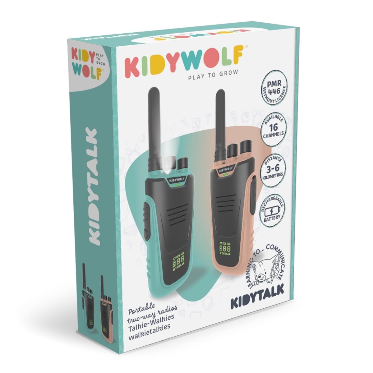 Kidywolf walkie talkie - sæt, nude/cyan