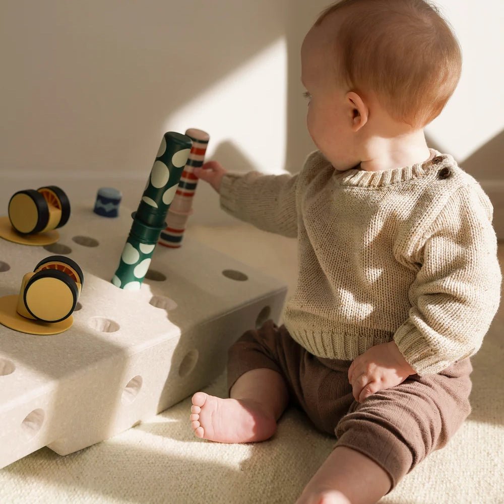 MODU Baby Aktivitets Sæt, 10 Dele - Sand Grey/Honey Yellow