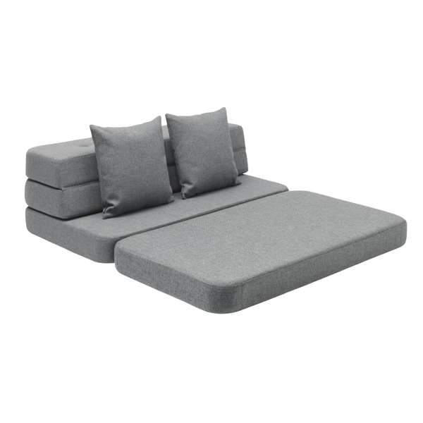 byKlipKlap 3 - fold sofa, 140 cm blågrå m grå knap