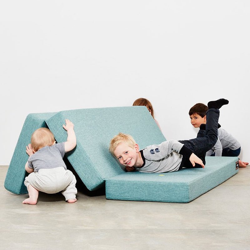 byKlipKlap 3 - fold madras, 200 cm multigrå med grå knap