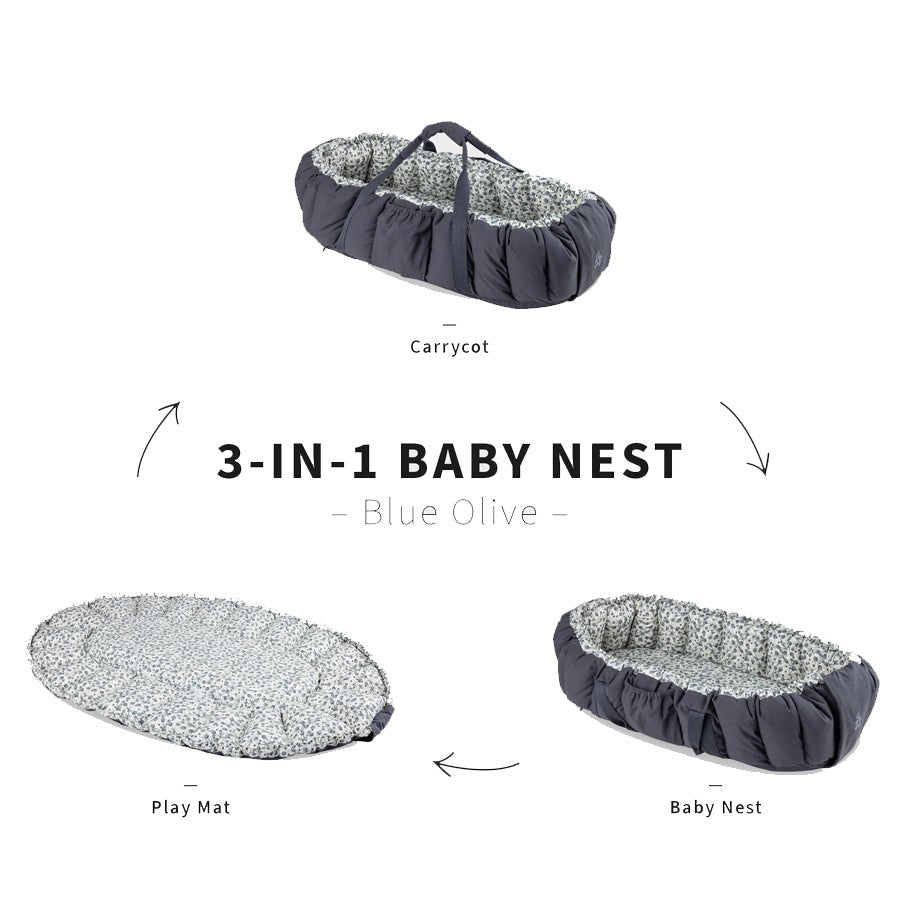 Sebra 3 - i - 1 babynest, blue ollive