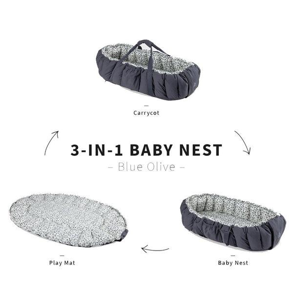 Sebra 3 - i - 1 babynest, blue ollive
