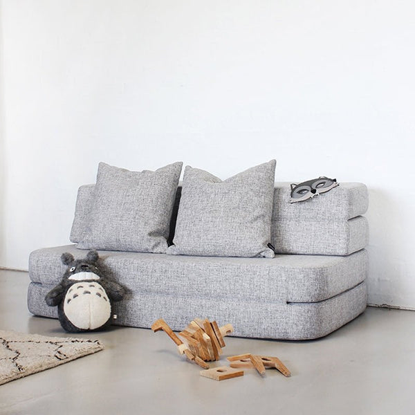 byKlipKlap 3 - fold sofa, 140 cm multigrå m grå knap