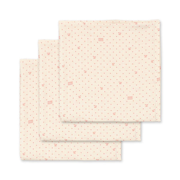 3-Pak Muslin Stofbleer i Cherry Dot