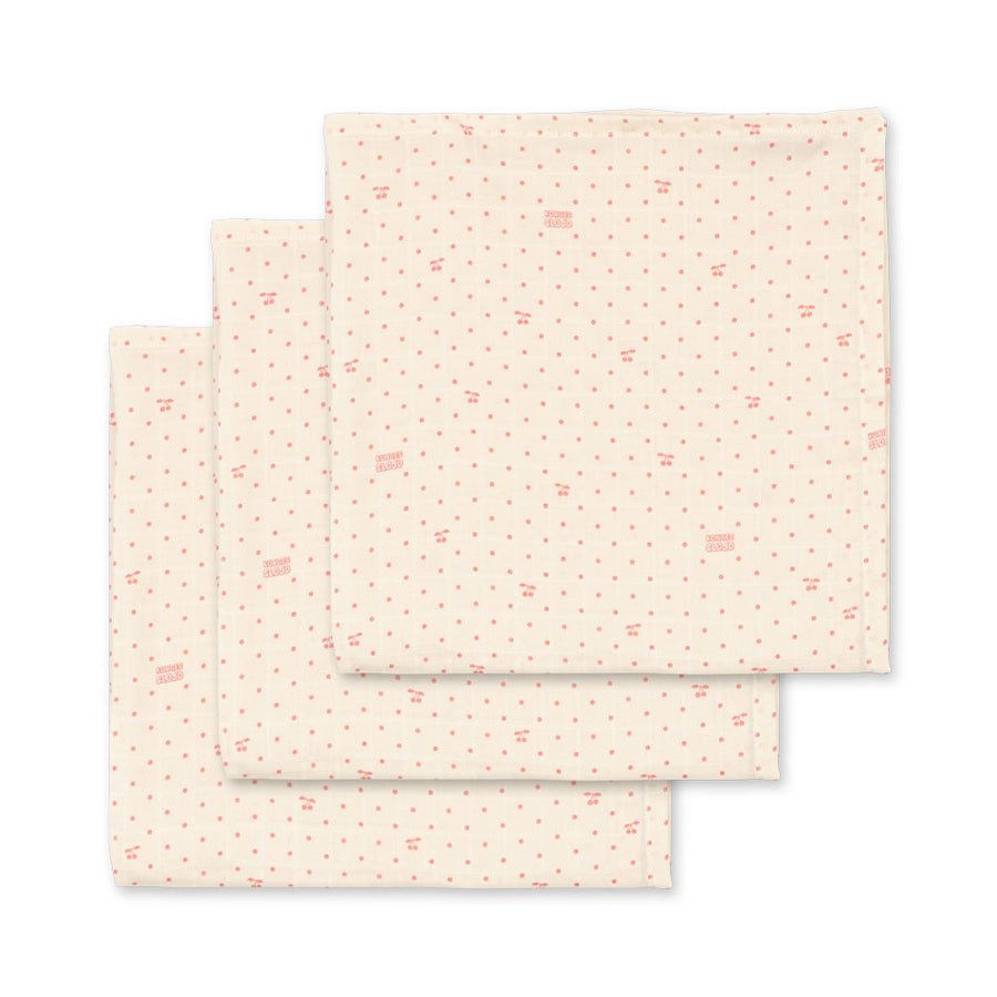 3-Pak Muslin Stofbleer i Cherry Dot