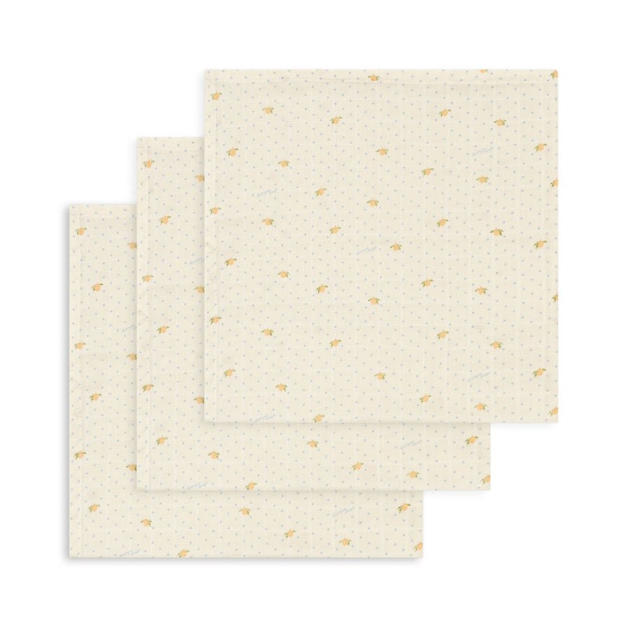 3-Pak Muslin Stofbleer i Lemon Dot