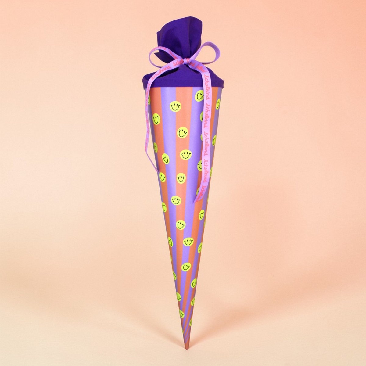 Schultüte Streifen, Flieder, Smile (70 cm)