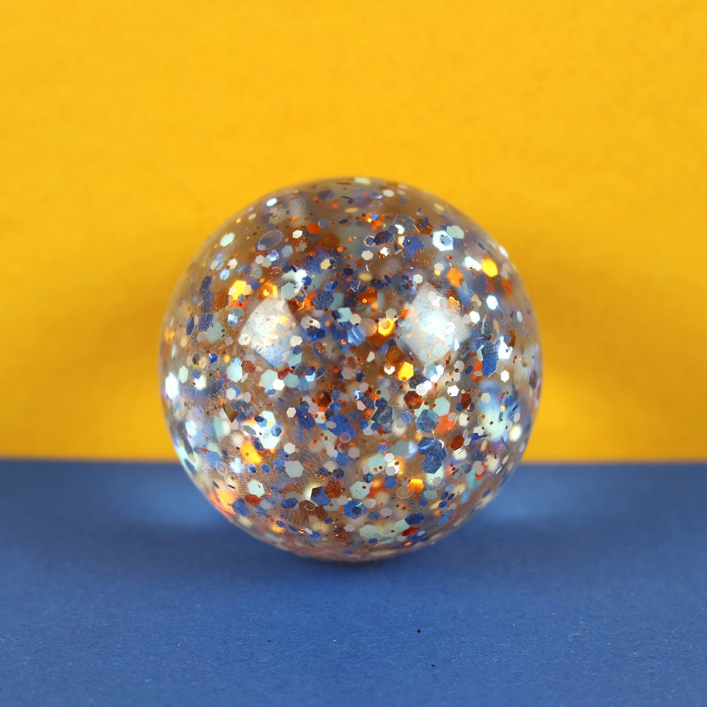 Flummiball Mit Konfetti, Blau/Kupfer