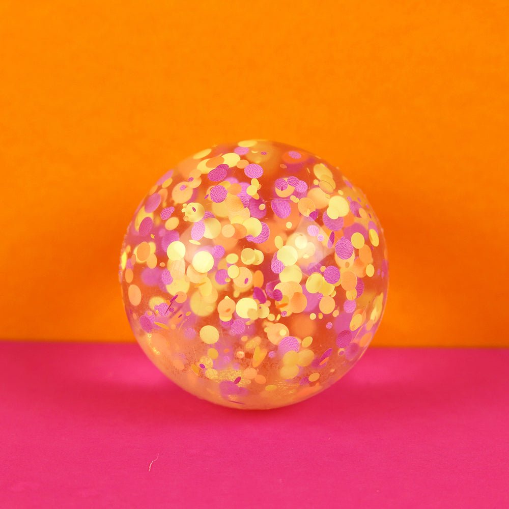 Flummiball Mit Konfetti Lila/Gelb/Apricot