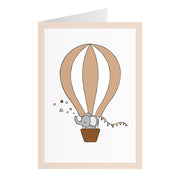 Kort Med Elefant I Luftballon Beige (A6)