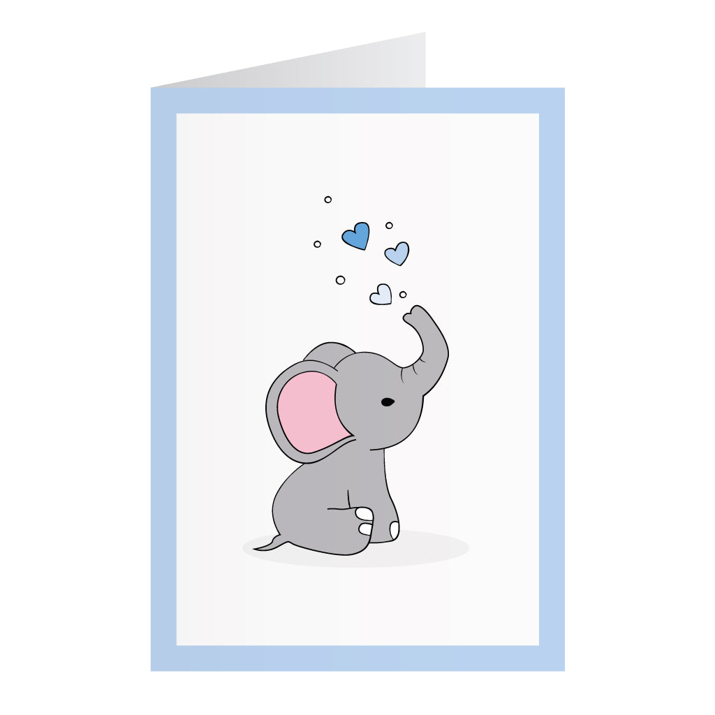 Kort Med Elefant Blå (A6)
