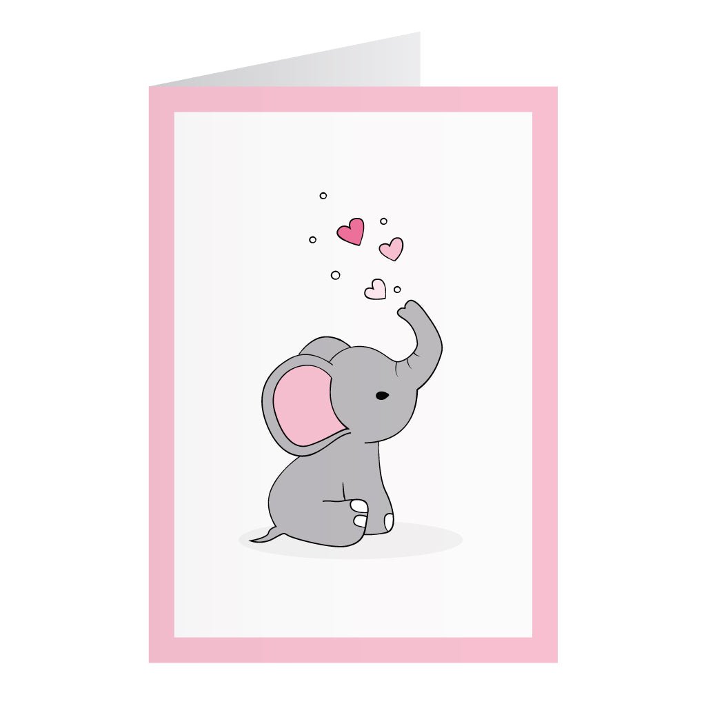 Kort Med Elefant Rosa (A6)
