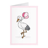 Karte mit Storch - Rosa (A6)
