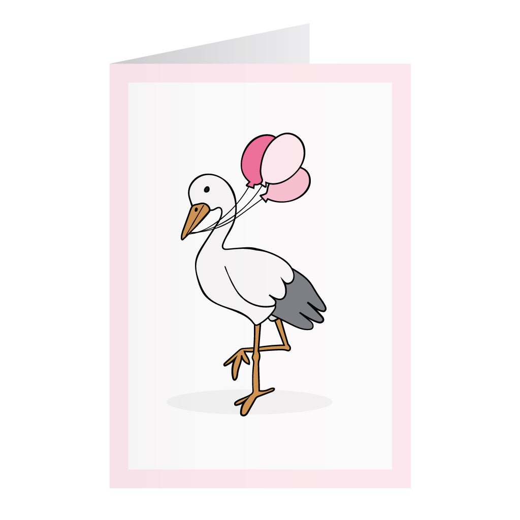 Kort Med Stork Rosa (A6)