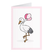 Kort Med Stork Rosa (A6)