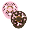 2-er-Pack Studio Schnuller Polka Babyrosa / Mokka (Größe 2)